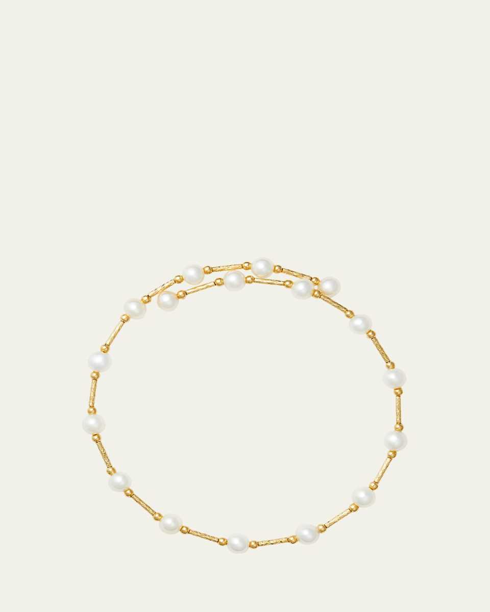 18K Yellow Gold Elixir Multi Blue Sapphire and Pearl Beaded Bracelet